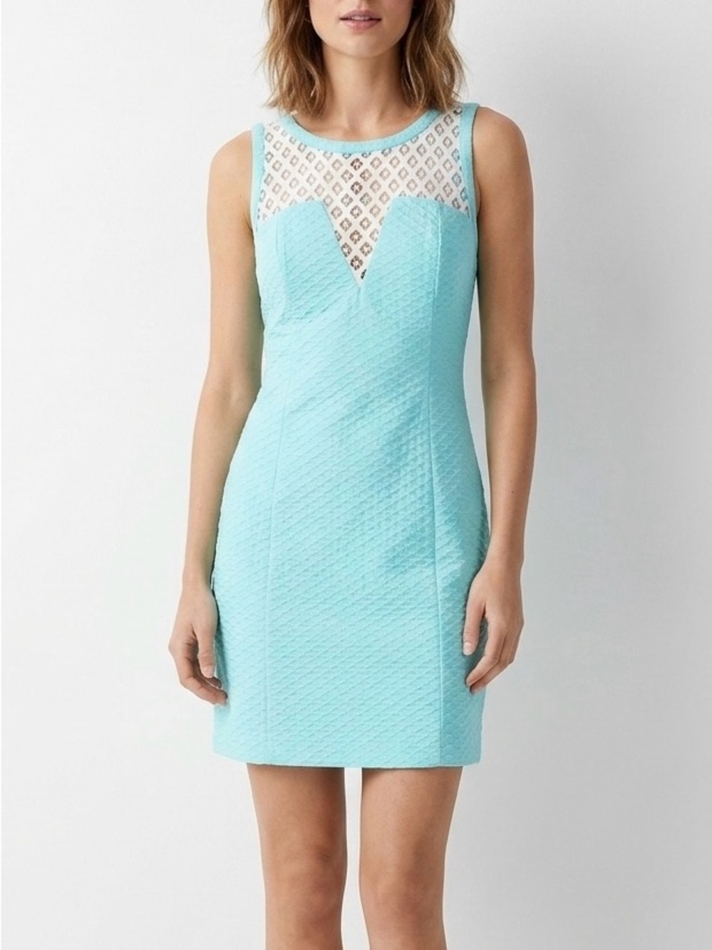 Lilly Pulitzer Vandalia Shift Dress Blue Textured Lace Resortwear Modern Prep